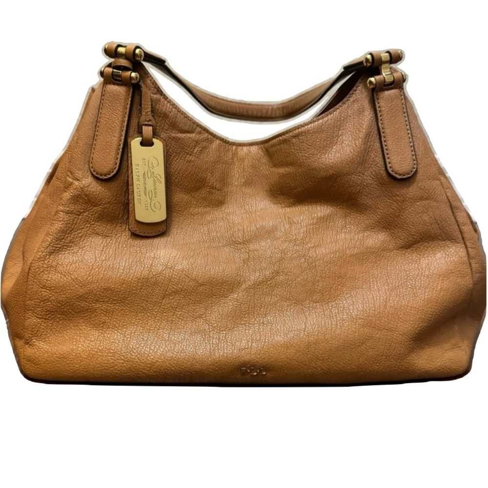 Ralph Lauren Expandable Tan Hobo / Shoulder Handbag
